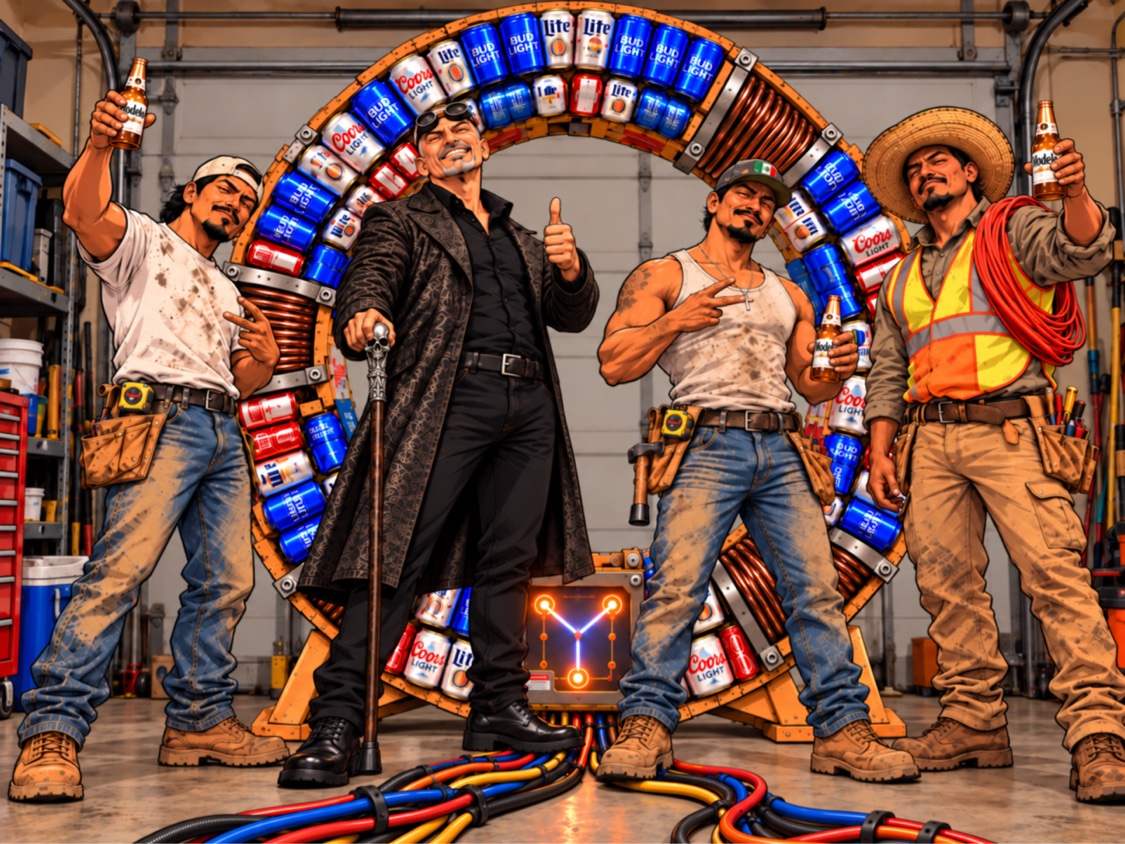Uncle Rob and his crew with the finished portal