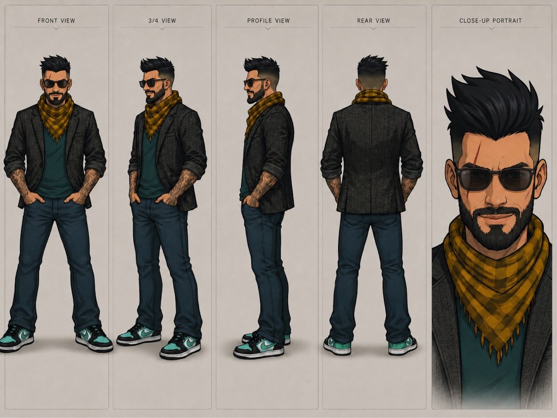 Chino reference sheet, shaded variant